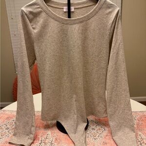 Pink Lily Heathered Gray Long Sleeve Bodysuit